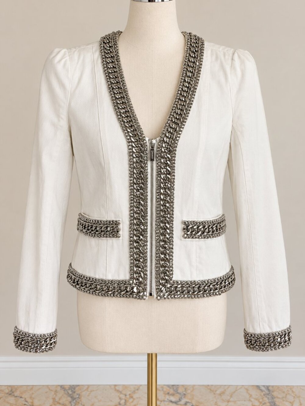 Michael Kors White Denim Jacket Size 2 NWT